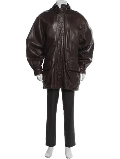 Pre-owned Andrew Marc Leather Jacket In Brown