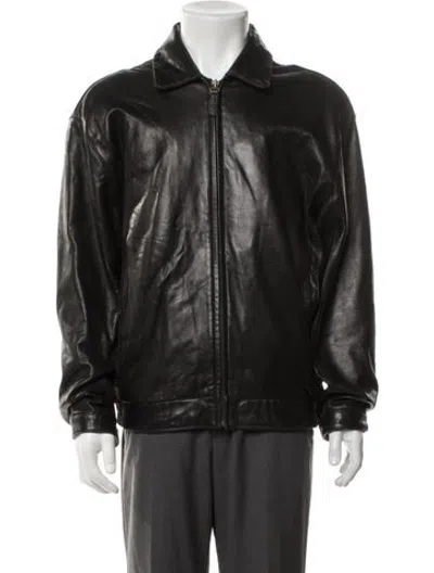 Pre-owned Andrew Marc Leather Moto Jacket In Brown