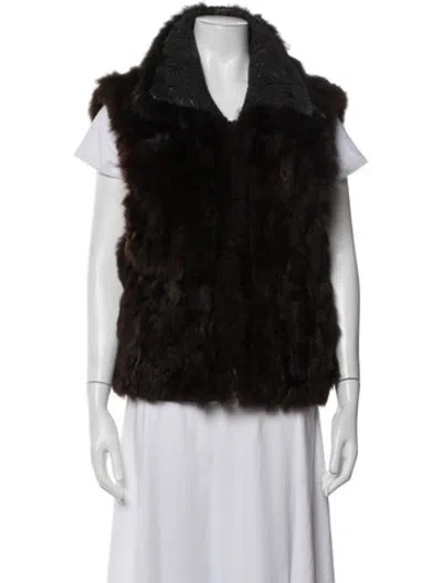 Pre-owned Andrew Marc Mongolian Lamb Vest In Brown