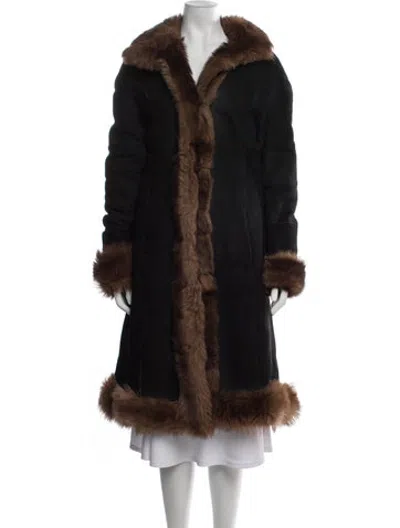 Pre-owned Andrew Marc Shearling Fur Coat In Black