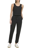 Andrew Marc Stretch Cotton Jumpsuit In Black