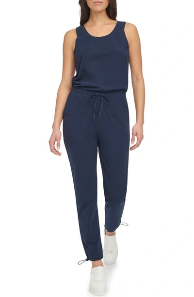 Andrew Marc Stretch Cotton Jumpsuit In Ink