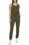 Andrew Marc Stretch Cotton Jumpsuit In Forest Green