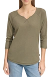Andrew Marc Waffle Knit Top In Dusty Olive