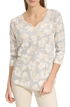 Andrew Marc Waffle Knit Top In High Rise Multi Floral