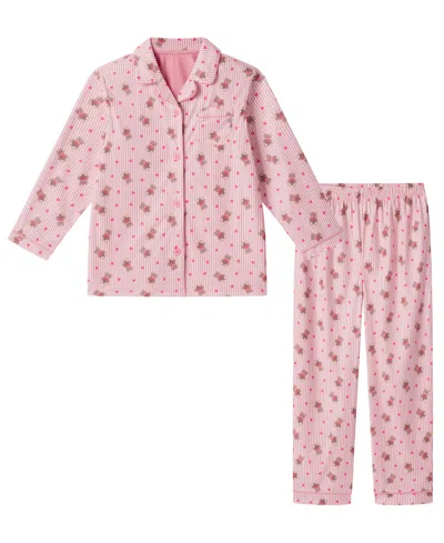 Andy & Evan Kids' Girls' 5-16 Holiday Icons Print Pajama, 2-piece Set In Pink