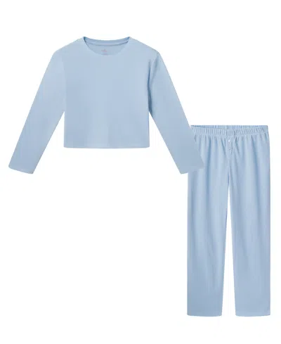 Andy & Evan Kids' Girls' 5-16 Pointelle Heart Pajama, 2-piece Set In Blue