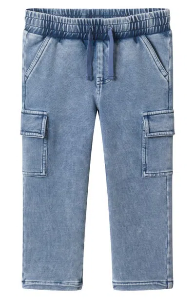 Andy & Evan Kids' Checker Elastic Waist Cargo Jeans In Blue