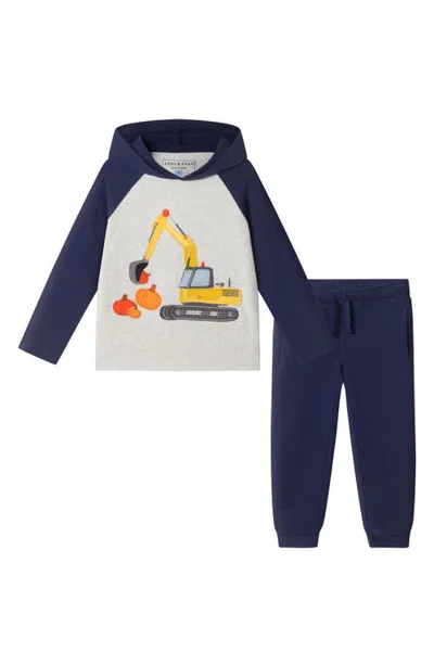 Andy & Evan Kids' Excavator Hooded T-shirt And Joggers Set In Multi