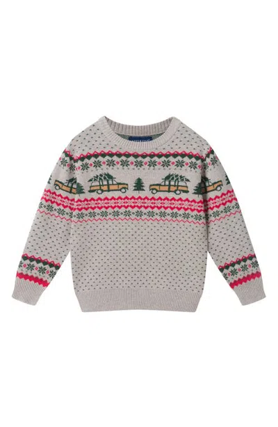 Andy & Evan Kids' Fair Isle Cotton Sweater In Gray