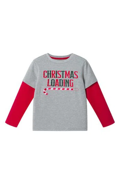 Andy & Evan Kids' Holiday Trucks Long Sleeve Graphic T-shirt In Gray
