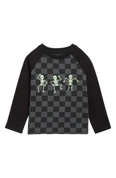 Andy & Evan Kids' Long Sleeve Stretch Cotton Graphic T-shirt In Black