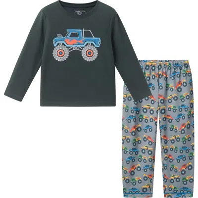 Andy & Evan Kids' Monster Truck Two-piece Pajamas In Green