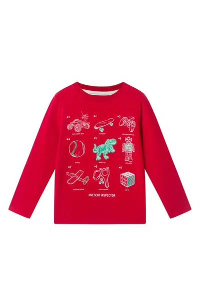 Andy & Evan Kids' Present Inspector Graphic Long Sleeve T-shirt In Red