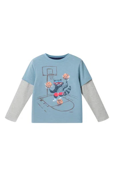 Andy & Evan Kids' Raccoon Basketball Graphic Two-fer Tee In Blue