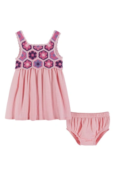 Andy & Evan Babies' Crochet Accent Tank Dress & Bloomers In Pink Floral