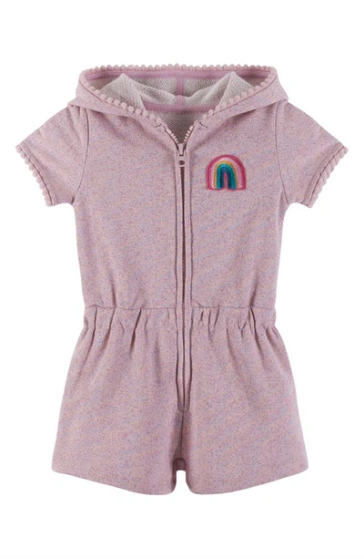 Andy & Evan Babies' Hooded French Terry Cover-up Romper In Pink Lurex