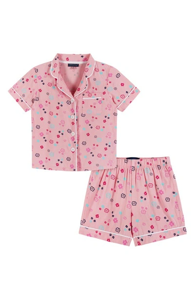 Andy & Evan Kids' Floral Print Two-piece Short Pyjamas In Pink Floral