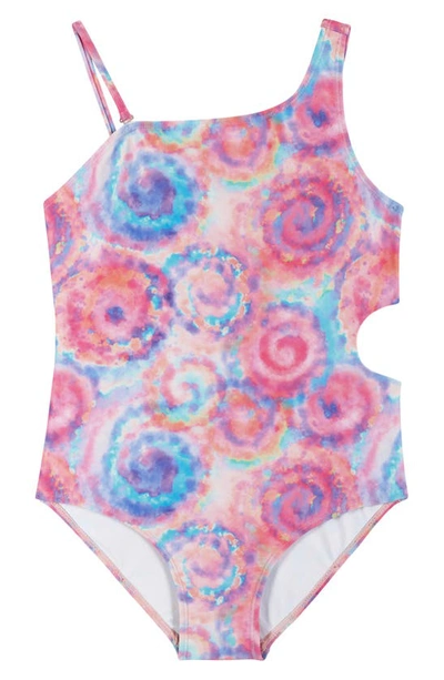 Andy & Evan Kids' Rib Tie Dye One-piece Swimsuit In Pink