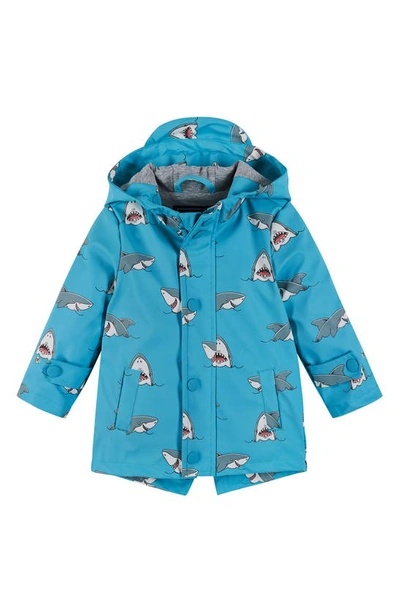 Andy & Evan Kids' Shark Hooded Rain Jacket In Blue Shark