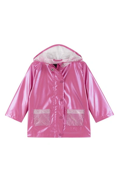 Andy & Evan Kids' Sparkle Hooded Rain Jacket In Pink Sparkle