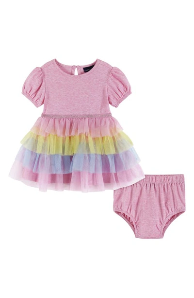 Andy & Evan Babies' Puff Sleeve Tiered Dress In Pink