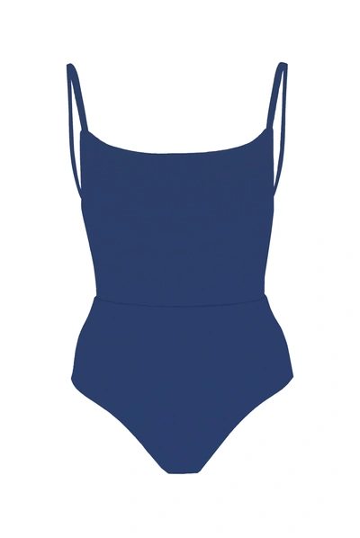 Anemos Square Neck Open Back One-piece In Azure