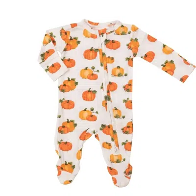 Angel Dear Kids' Baby's 2 Way Zipper Footie In Orange