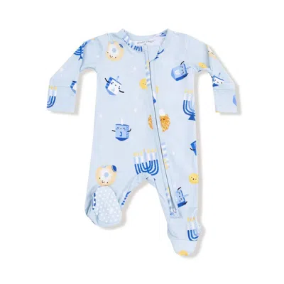 Angel Dear Kids' Boys Zipper Footie In Hanukkah Blue