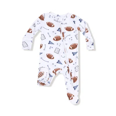 Angel Dear Kids' Boys Zipper Footie In Touchdown Time Navy In White