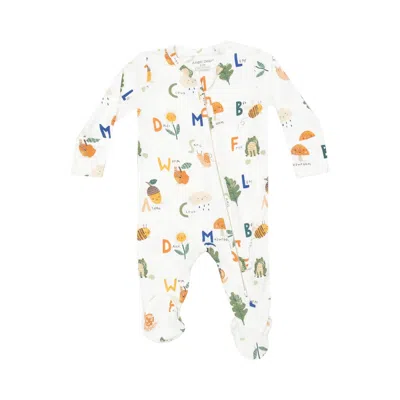 Angel Dear Kid's Nature Abc's 2 Way Zipper Footie In Beige In White