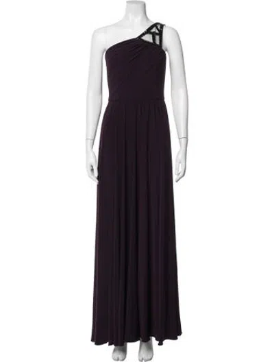 Pre-owned Angel Sanchez One-shoulder Long Dress In Purple