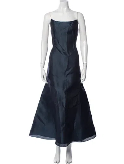 Pre-owned Angel Sanchez Silk Long Dress In Blue