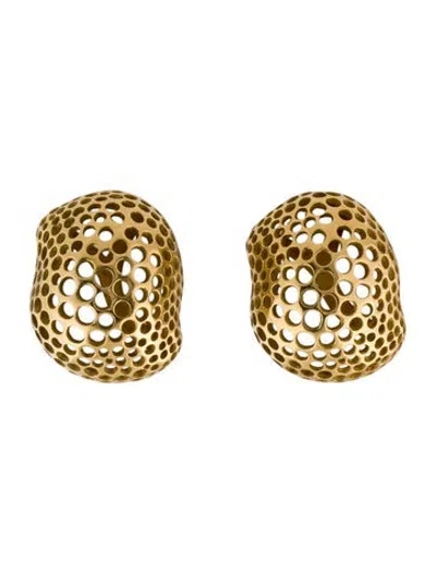 Pre-owned Angela Cummings Vintage 18k Perforated Clip-on Earrings In Multicolor