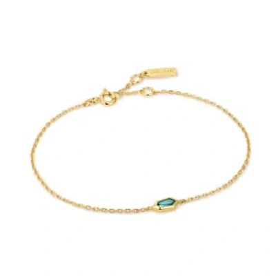 Ania Haie Teal Sparkle Emblem Chain Gold Bracelet