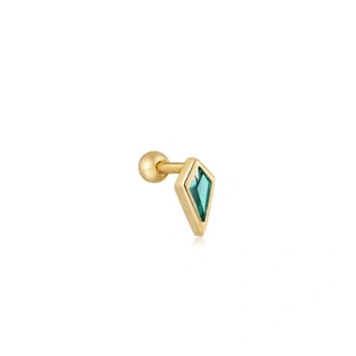 Ania Haie Teal Sparkle Emblem Gold Stud Earrings