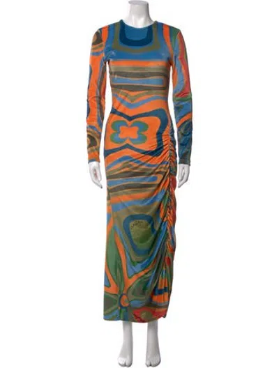 Pre-owned Anim Printed Long Dress In Multicolor