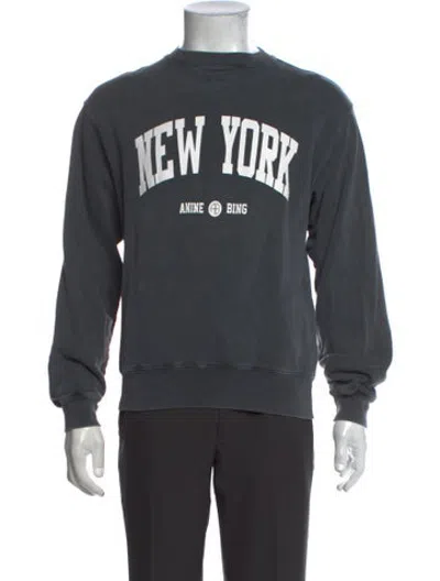 Pre-owned Anine Bing Graphic Print Crew Neck Pullover In Grey