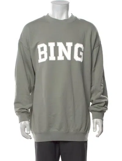 Pre-owned Anine Bing Graphic Print Crew Neck Sweatshirt In Green/grey