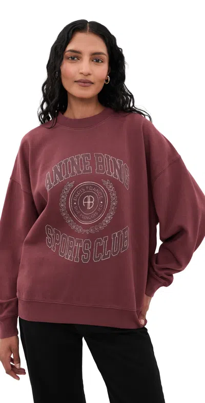 Anine Bing Miles Collegiate Sweatshirt Burgundy In Green