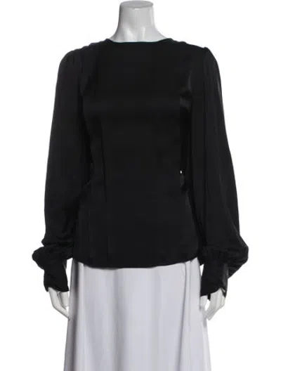 Pre-owned Anine Bing Silk Crew Neck Blouse In Black