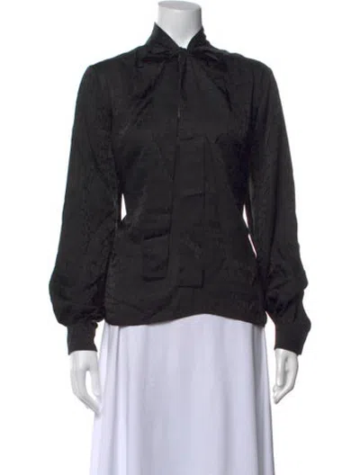Pre-owned Anine Bing Silk Patterned Blouse In Black