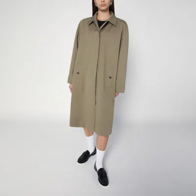 Anine Bing Single-breasted Olive Green Trench Coat In Cotton