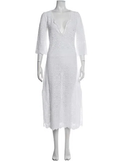Pre-owned Anjuna Lace Pattern Midi Length Dress In White