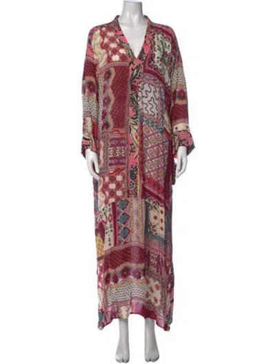 Pre-owned Anjuna Printed Long Dress In Pink