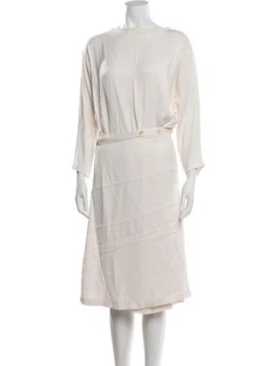Pre-owned Ann Demeulemeester Bateau Neckline Midi Length Dress In Pink