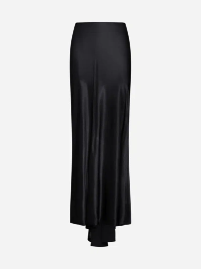 Ann Demeulemeester Madeleen Satin Long Skirt In Black