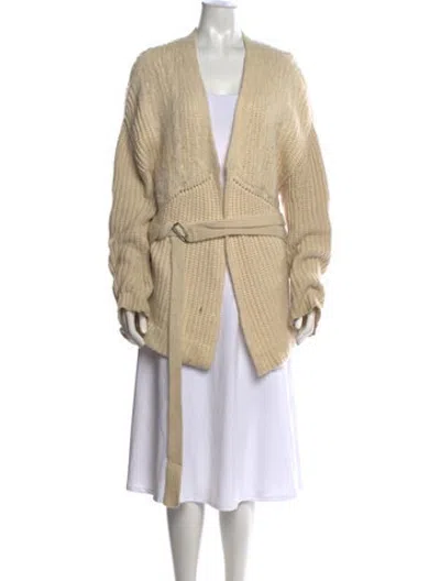 Pre-owned Ann Demeulemeester Silk Open Front Sweater In Neutrals