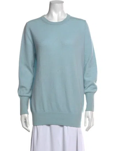 Pre-owned Ann Mashburn Cashmere Crew Neck Sweater In Blue