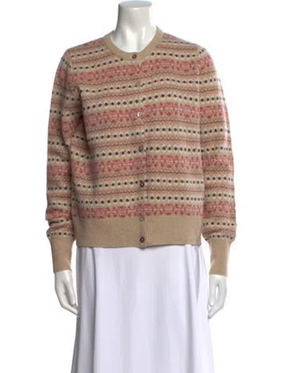 Pre-owned Ann Mashburn Merino Wool Striped Sweater In Neutrals
